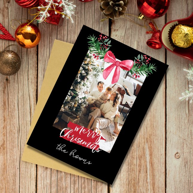 Cute personlig-familjens fotogarland christmas julkort (Skapare uppladdad)