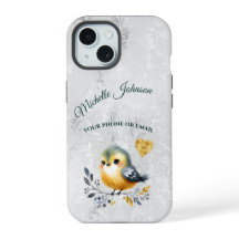 Cute Personlig Folk Bird & Heart Phone Case