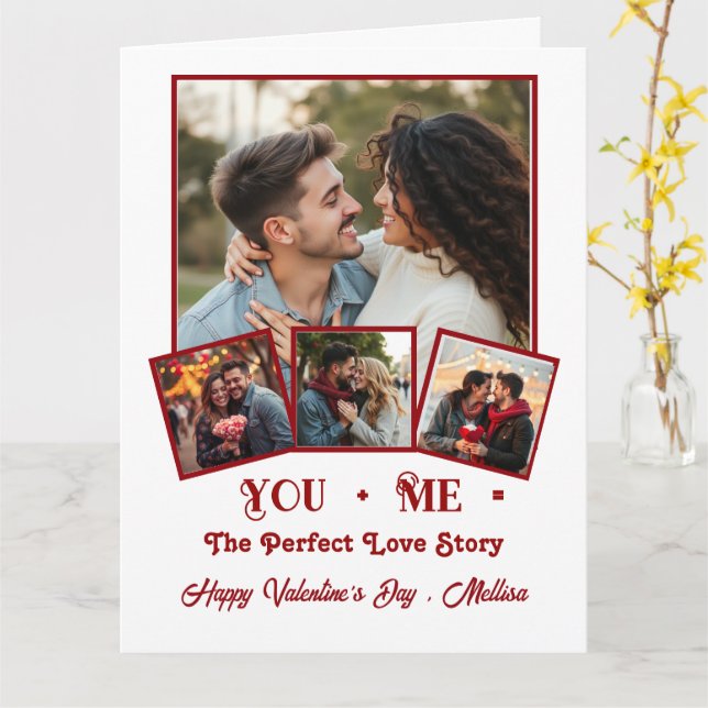 Cute personlig-foto valentines day kort (Gul blomma)