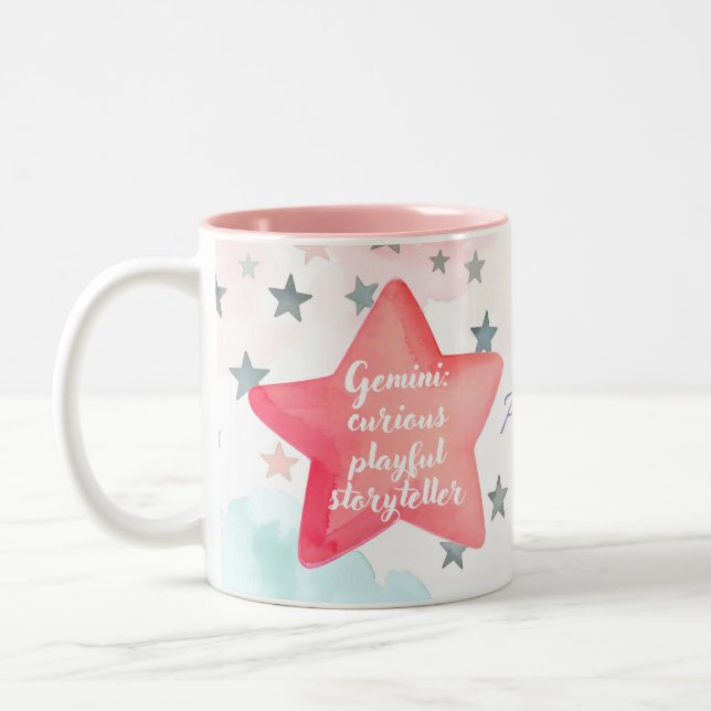 Cute Personlig Gemini Zodiac Sign Mugg för Girl (Vänster)