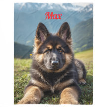 Cute Personlig German Shepherd Fleece Blanket