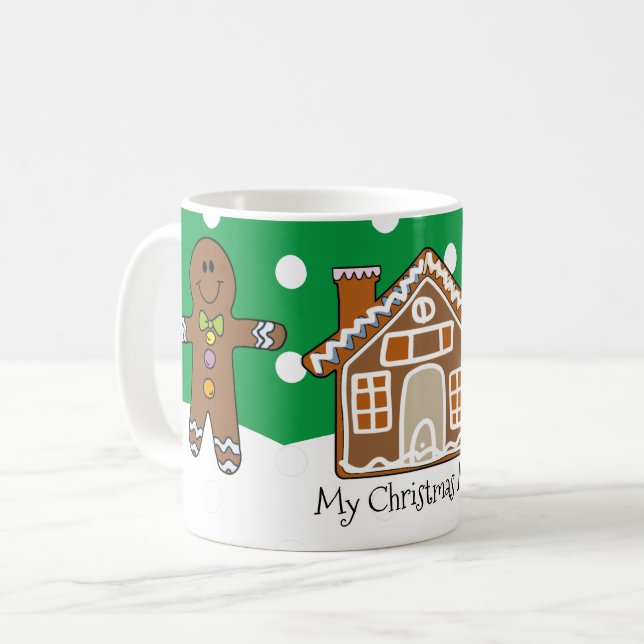 Cute Personlig Gingerbröd Julens Grönt Kaffemugg (Framsida vänster)