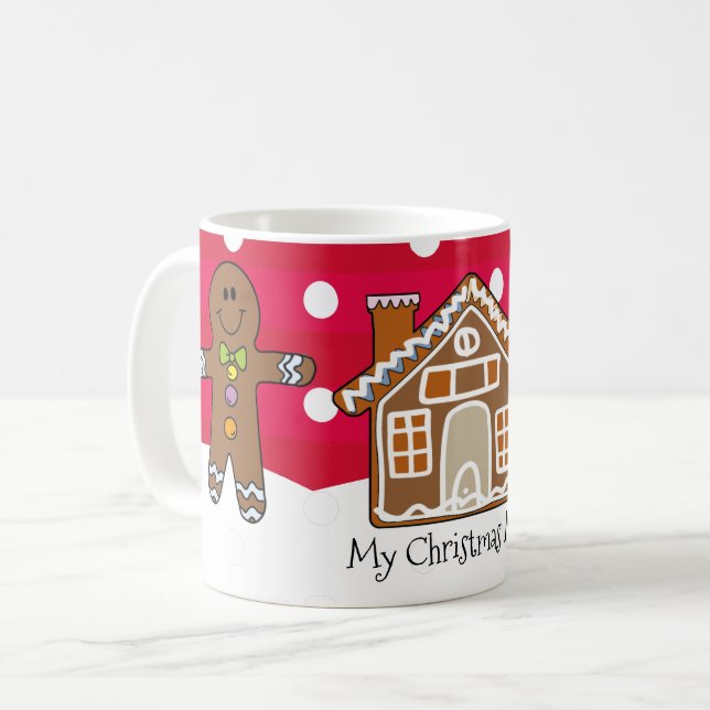 Cute Personlig Gingerbröd, Julrött Kaffemugg (Framsida vänster)