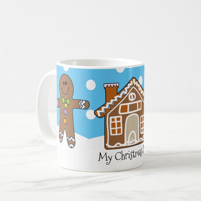 Cute Personlig Gingertea jul Blue Kaffemugg (Framsida vänster)