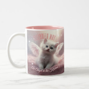 Cute Personlig Girly Rosa Kitten Två-Tonad Mugg