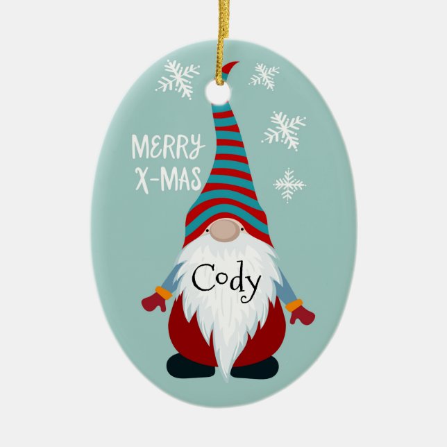 Cute Personlig Gnome Julgransprydnad Keramik (Framsidan)