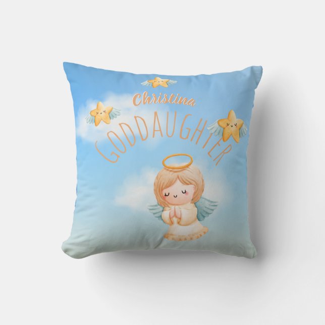 Cute Personlig GODDAUGHTER ANGEL Stars Vingar Kudde (Framsida)