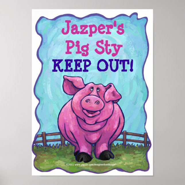 Cute Personlig Gris Sty Room Poster (Framsidan)