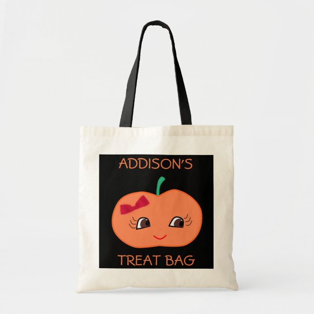 Cute Personlig Halloween-påsar med pumpkin Tygkasse (Framsidan)