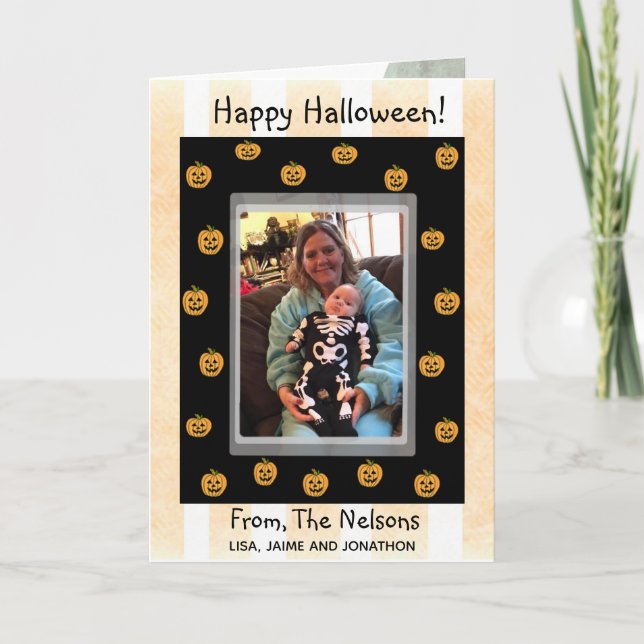 Cute Personlig Halloween Pumpkins och Ghouls Kort (Framsida)
