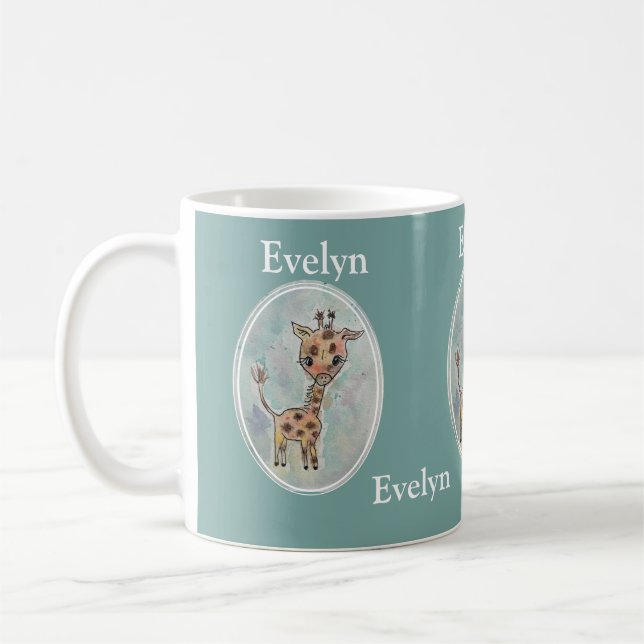 Cute Personlig Hand målade Boho Giraffe Kaffemugg (Vänster)