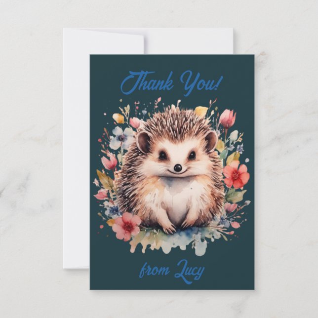 Cute Personlig Hedgehog Tack Kort (Framsida)