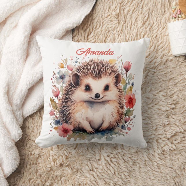 Cute Personlig Hedgehog vattenfärg Kudde (Filt)