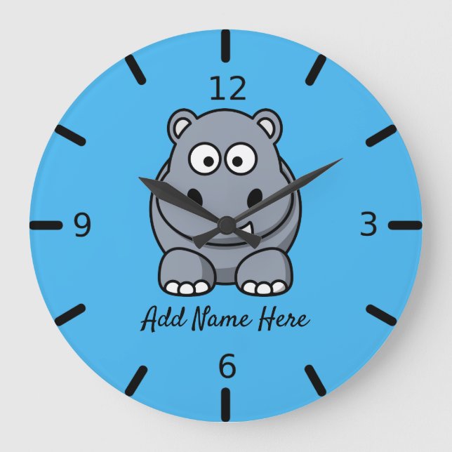 Cute Personlig Hippo Stor Klocka (Framsida)
