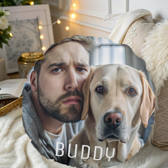 Cute Personlig Hund älskare Pet Photo Keepsak Rund Kudde (Skapare uppladdad)