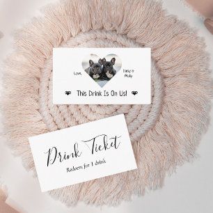 Cute Personlig Hund Photo Bröllop Drink Biljett Tilläggskort