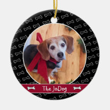 Cute Personlig Hund Photo Hund Bone Mönster Black
