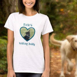 Cute Personlig Hund Walking Buddy Heart Photo T Shirt
