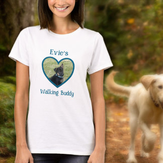 Cute Personlig Hund Walking Buddy Heart Photo T Shirt