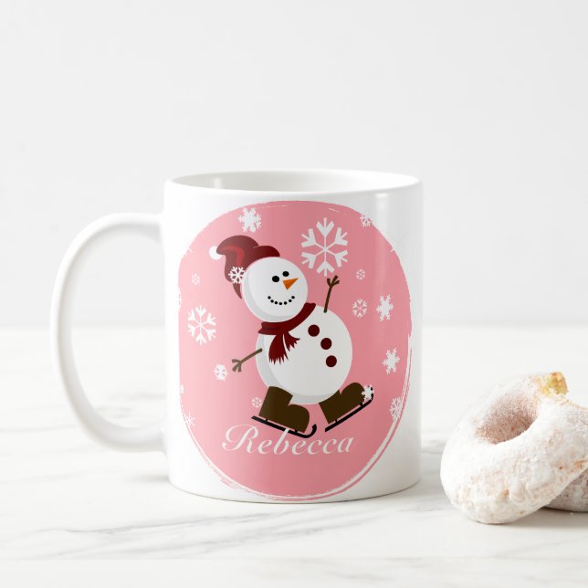 Cute Personlig Julafton Snögubbe Kaffemugg (Med munk)