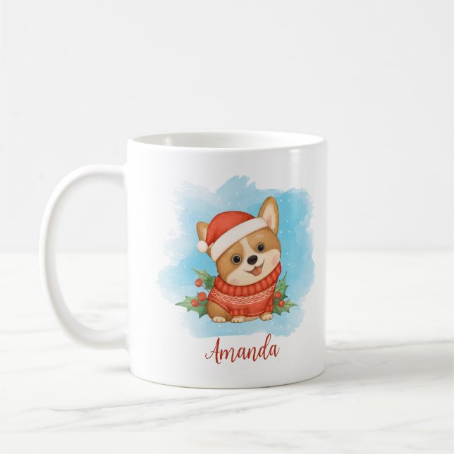Cute Personlig-julen Corgi Kaffemugg (Vänster)