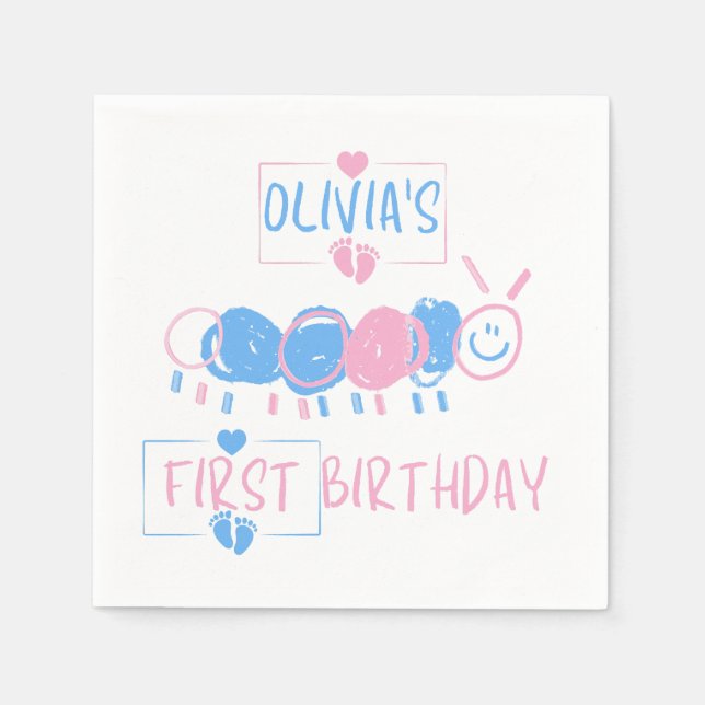 Cute Personlig Kids Doodle Mask Draw Birday Pappersservett (Framsidan)