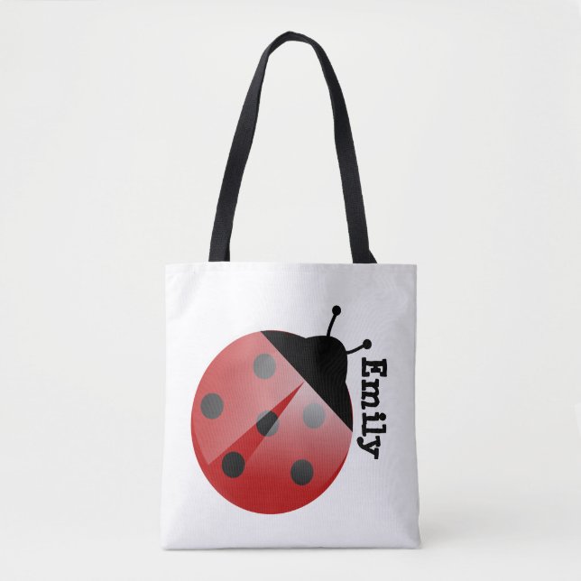 Cute Personlig Ladybug på White Tote Bag Tygkasse (Framsida)