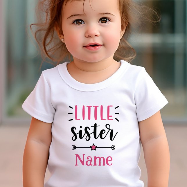 Cute Personlig Little Sister T Shirt (Cute Personalized Little Sister Baby T-Shirt)
