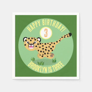 Cute personlig lycklig cheetah-födelsedagskalender pappersservett