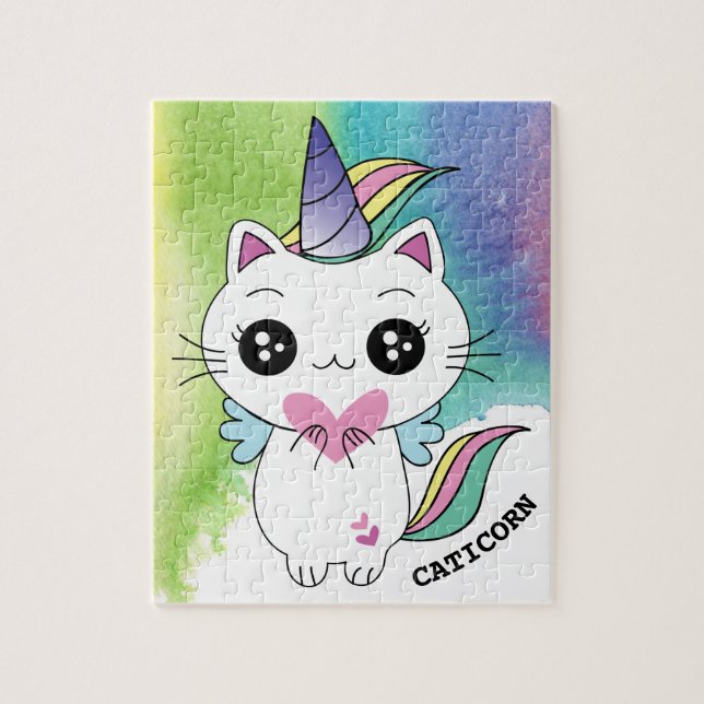 Cute Personlig Magic Caticorn Pussel (Vertikal)
