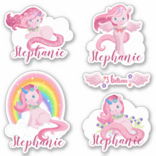 Cute Personlig Magic Unicorn Anpassningsbar Vinyl Klistermärken