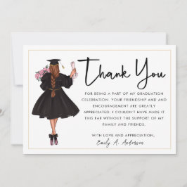 Cute Personlig Modern Watercolor Girl Student Tack Kort