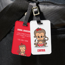 Cute Personlig Monkey Girl Luggage Tag (Flaska) Bagagebricka