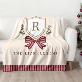 Cute Personlig Monogram Bow-jul Fleecefilt