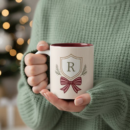Cute Personlig Monogram - första klockjul Två-Tonad Mugg