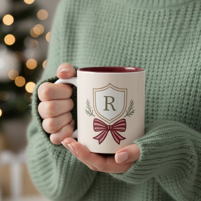 Cute Personlig Monogram - första klockjul Två-Tonad Mugg (Skapare uppladdad)