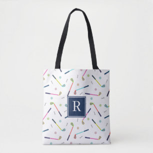 Cute Personlig Monogram Golf Mönster Kvinnor Tygkasse