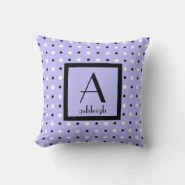 Cute Personlig Monogram, Lila w Polka dots Kudde