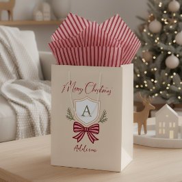 Cute Personlig Monogram Vapensköld Bow Jul