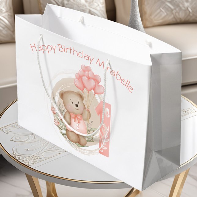Cute Personlig Namn 1:a födelsedag (Cute Personalized Name 1st Birthday Girl Gift Bag)
