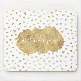 Cute Personlig Namn Guld Hearts Mousepad Musmatta