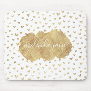 Cute Personlig Namn Guld Hearts Mousepad Musmatta