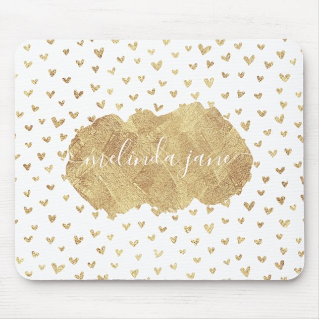 Cute Personlig Namn Guld Hearts Mousepad Musmatta (Framsidan)
