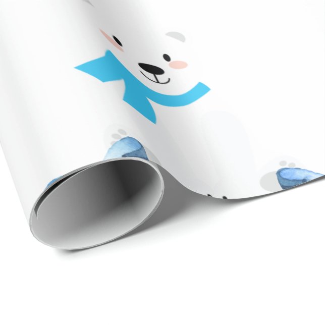 Cute Personlig Namn Polar Bear Pojke Presentpapper (Rullad Hörn)