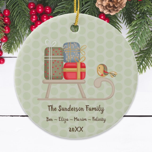Cute Personlig Nordic jul Sled Julgransprydnad Keramik (Cute Personalized Nordic Christmas Sled Christmas Ornament
)