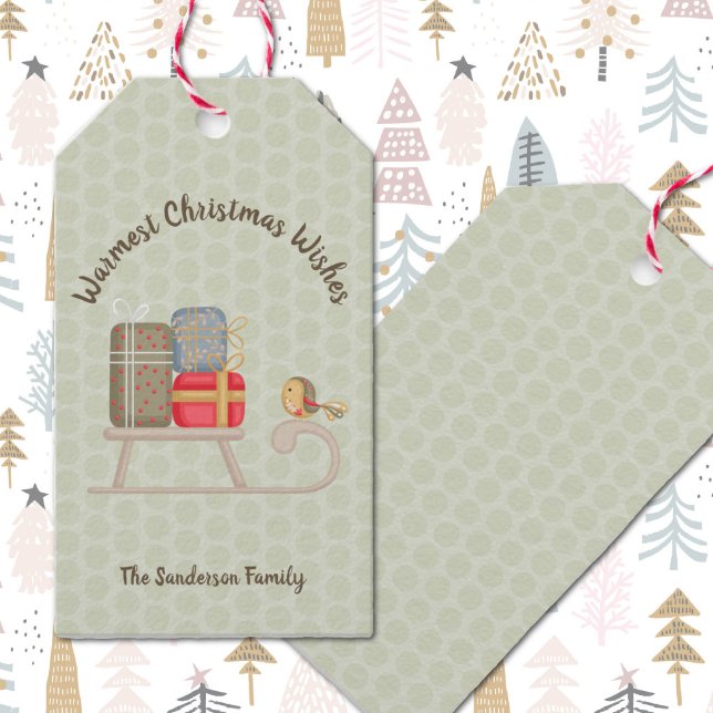 Cute Personlig Nordic jul Sled Presentetikett (Cute Personalized Nordic Christmas Sled Gift Tag
)