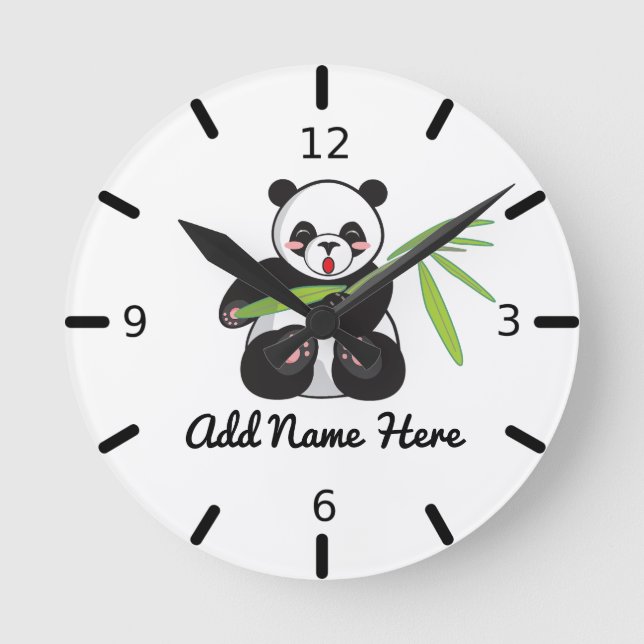 Cute Personlig Panda  Rund Klocka (Framsida)