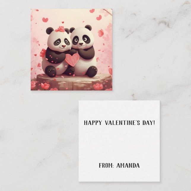 Cute Personlig Panda Valentine Anteckningskort (Fram/baksida)