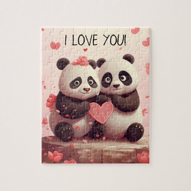 Cute Personlig Panda Valentine Pussel (Vertikal)
