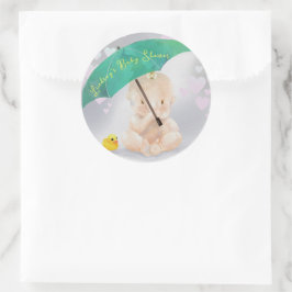 Cute Personlig Paraplla Baby Shower of Hearts Runt Klistermärke